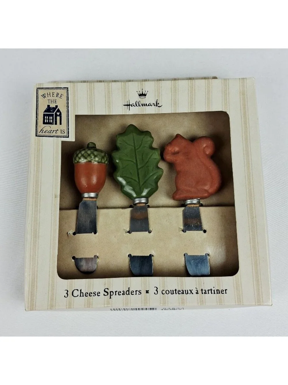 Hallmark Fall-Themed Ceramic Handled Cheese Spreaders Set Of 3 - Acorn Oak Leaf - Picture 1 of 8